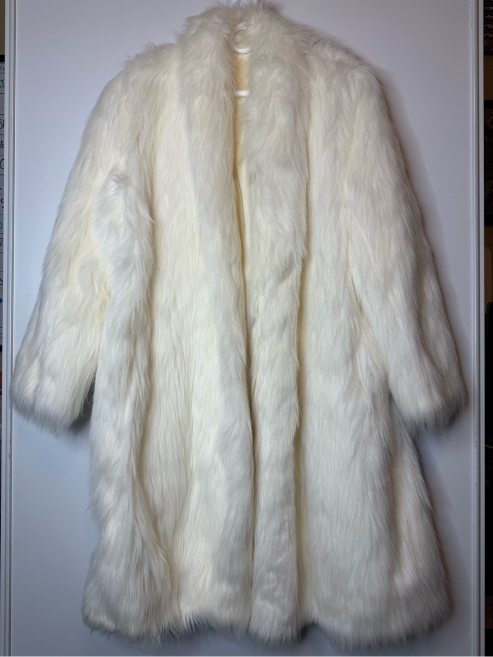 Vintage White Faux Fur Coat Grunge Mob Wife Long Coat